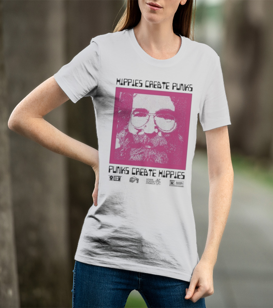 Hippies Create Punks Punks Create Hippies Heads Iconic Beard Glare T-Shirt