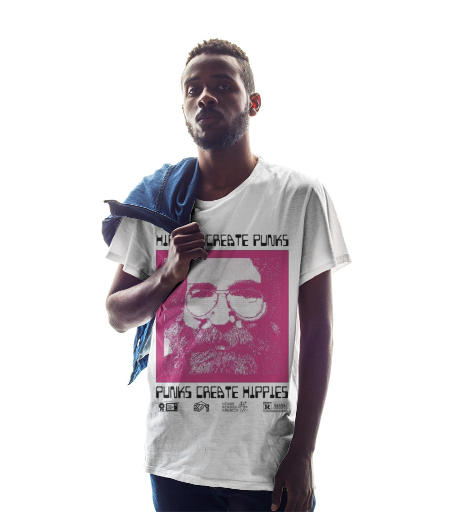 Hippies Create Punks Punks Create Hippies Heads Iconic Beard Glare T-Shirt