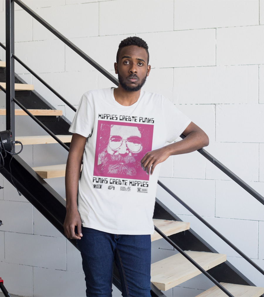 Hippies Create Punks Punks Create Hippies Heads Iconic Beard Glare T-Shirt