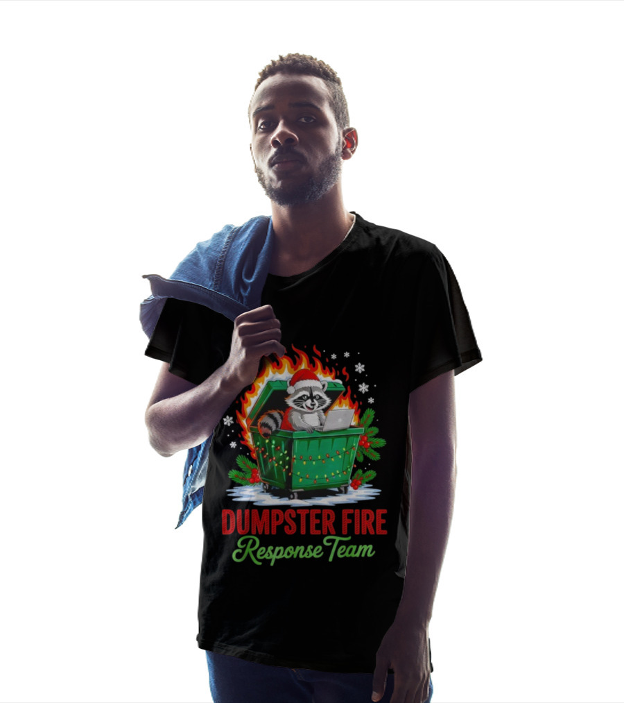 Dumpster Fire Response Team Raccoon Christmas Leader T-Shirt