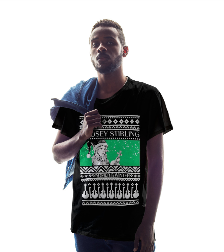 Lindsey Stirling Warmer In The Winter 8 Bit Ugly Holiday Xmas Christmas Santa Violin T-Shirt