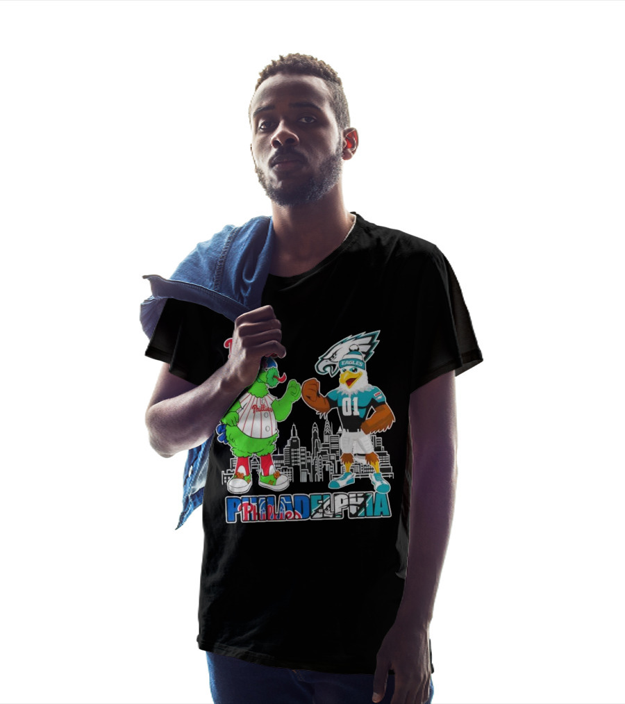 Phillie Phanatic Philadelphia Phillies Swoop Eagles Skyline Philadelphia T-Shirt