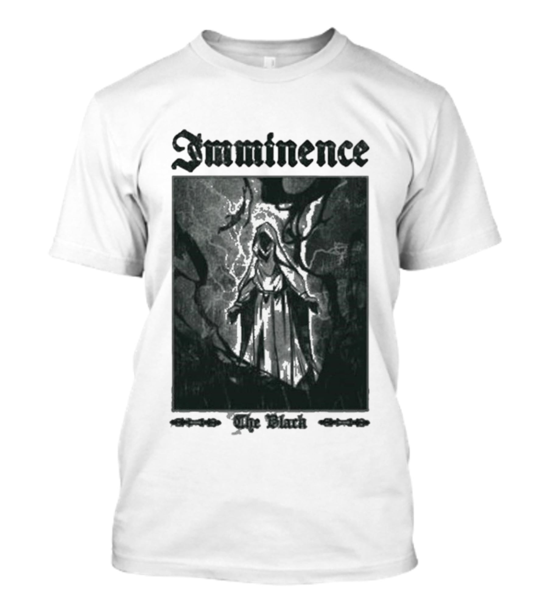 Imminence The Black Oracle Cloaked Figure With Lightning And Trees T-Shirt