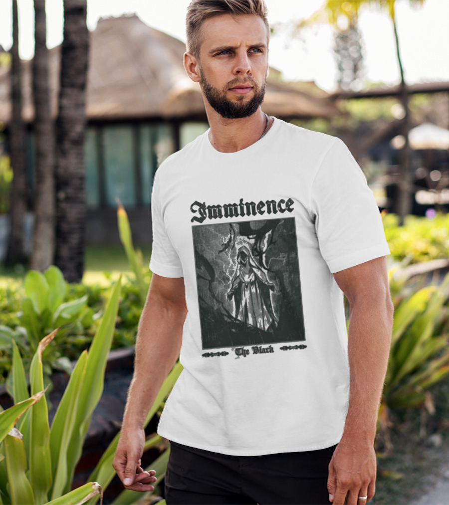 Imminence The Black Oracle Cloaked Figure With Lightning And Trees T-Shirt