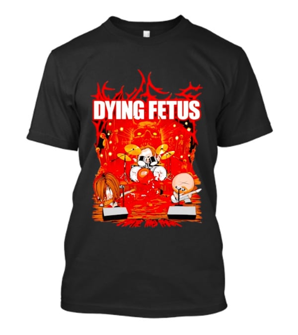 Dying Fetus Cartoon Band Rocking Out In Red Scene T-Shirt