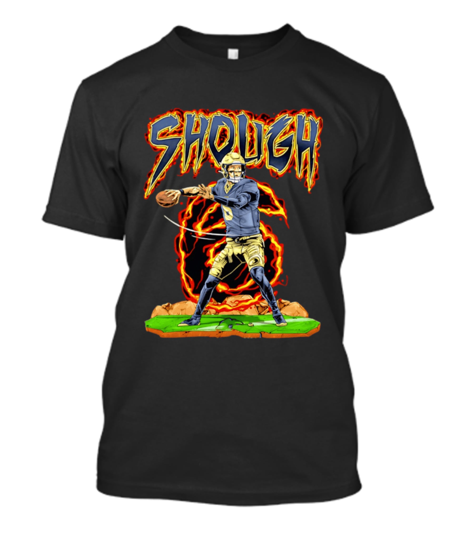 New Orleans Saints Tyler Shough Hand Drawn Quarterback Action T-Shirt
