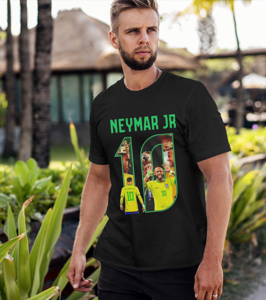 Neymar Jr 10 Brazil Soccer Iconic Celebration Images T-Shirt
