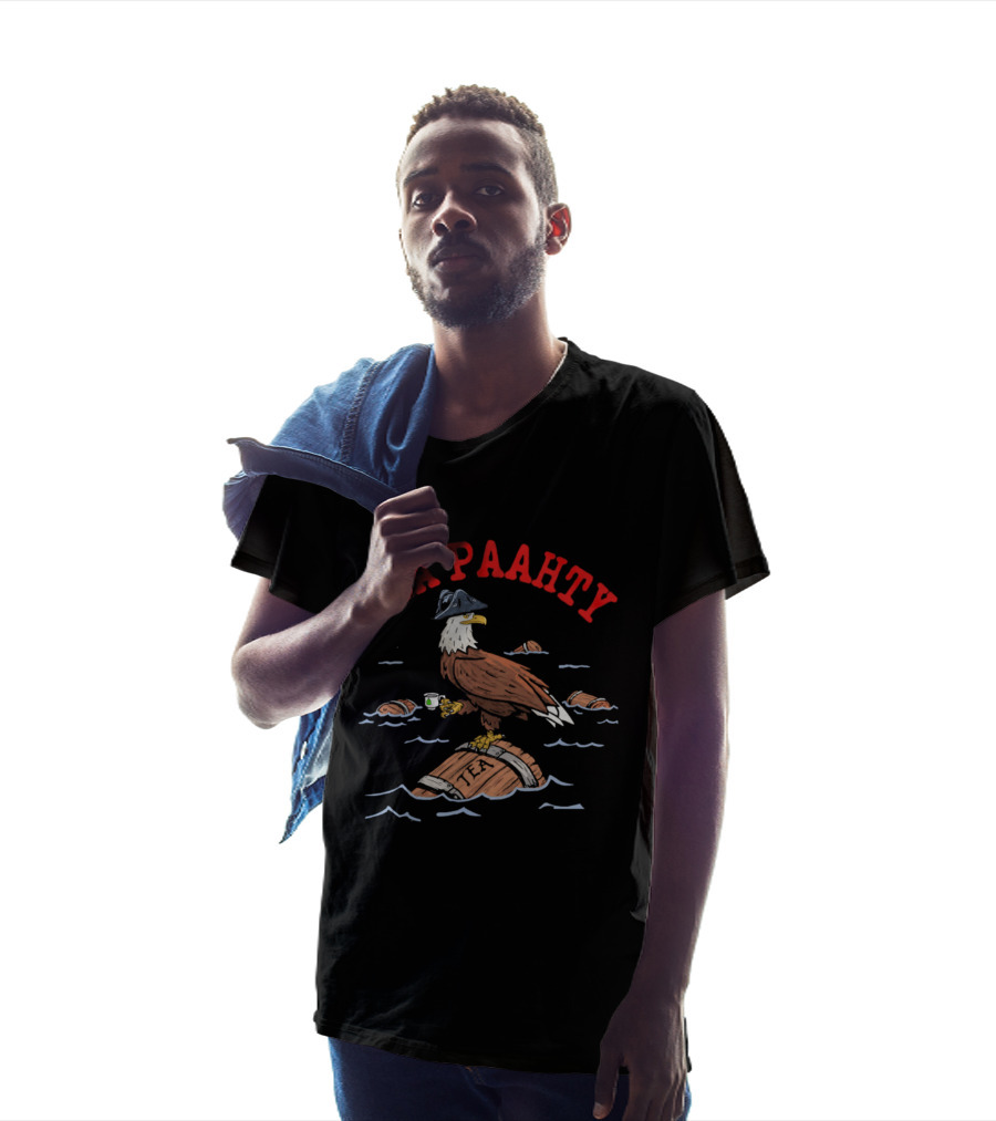 Tea Paahty Eagle With Tricorn Hat And Tea Cup On Barrel T-Shirt