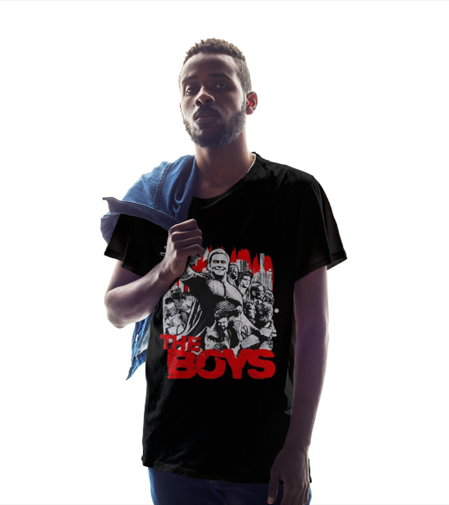 The Boys Homelander Ensemble Distressed Stars And Cityscape T-Shirt