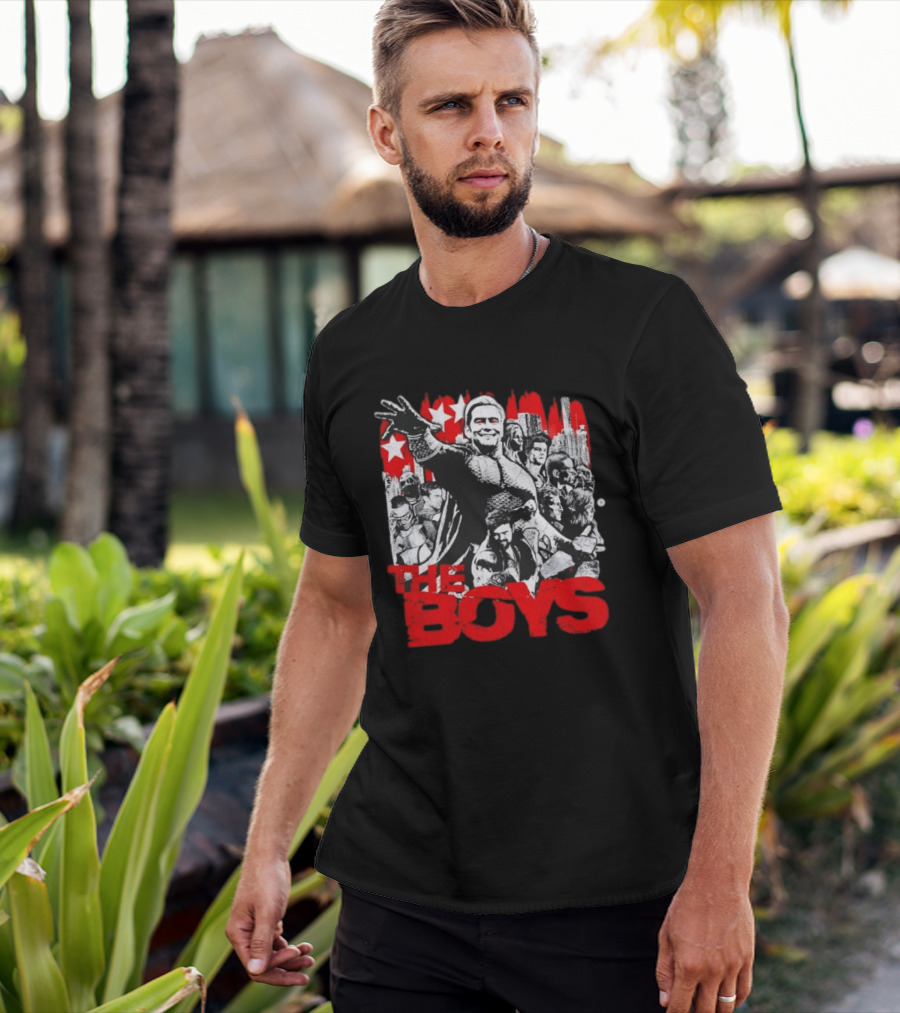 The Boys Homelander Ensemble Distressed Stars And Cityscape T-Shirt