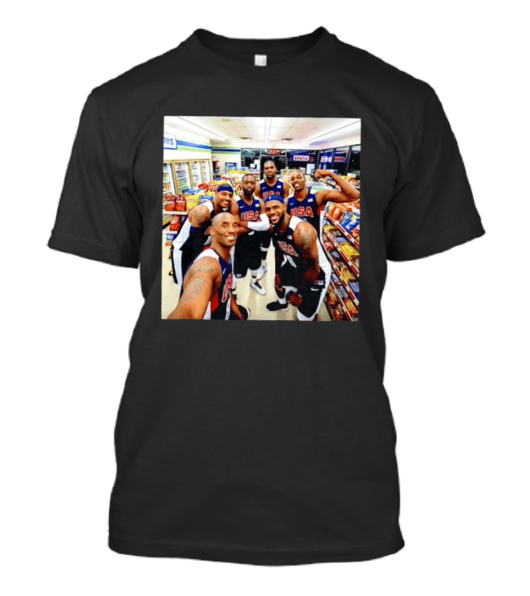 USA Legend Basketball Kobe Bryant LeBron James Dwight Howard Selfie Meme 7 Eleven USA Jersey Team Players T-Shirt