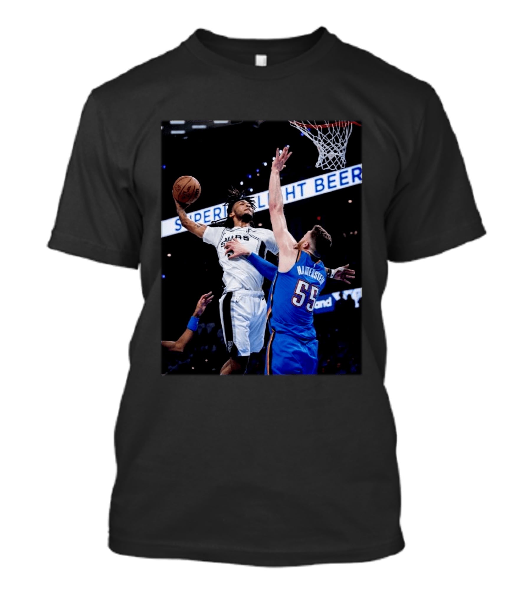 Spurs Dunk Over Hartenstein NBA Basketball Action T-Shirt