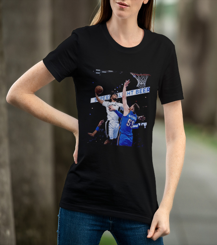 Spurs Dunk Over Hartenstein NBA Basketball Action T-Shirt