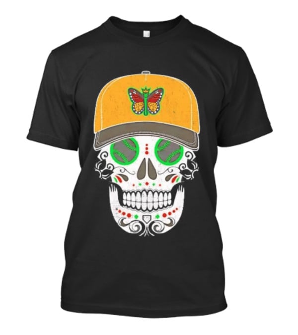 Eugene Emeralds Sugar Skull Baseball Butterfly Cap T-Shirt