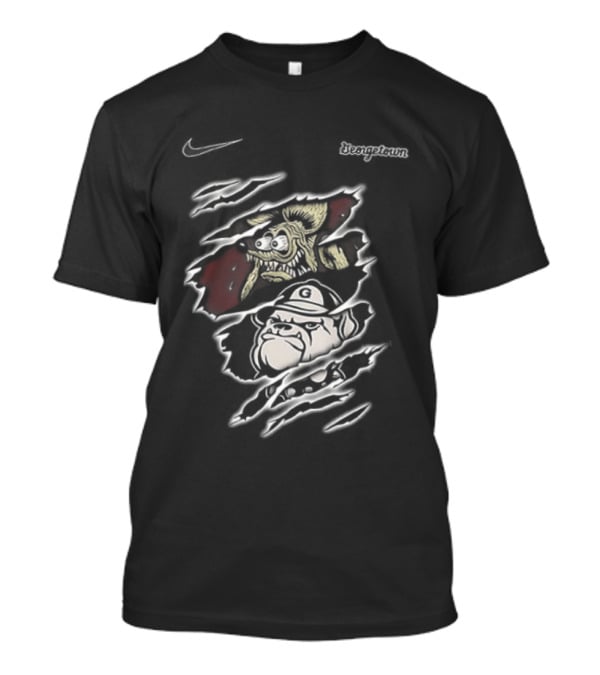 Rat Fink Hoyas Built Not To Bow Georgetown NCAA 2 Sided T-Shirt