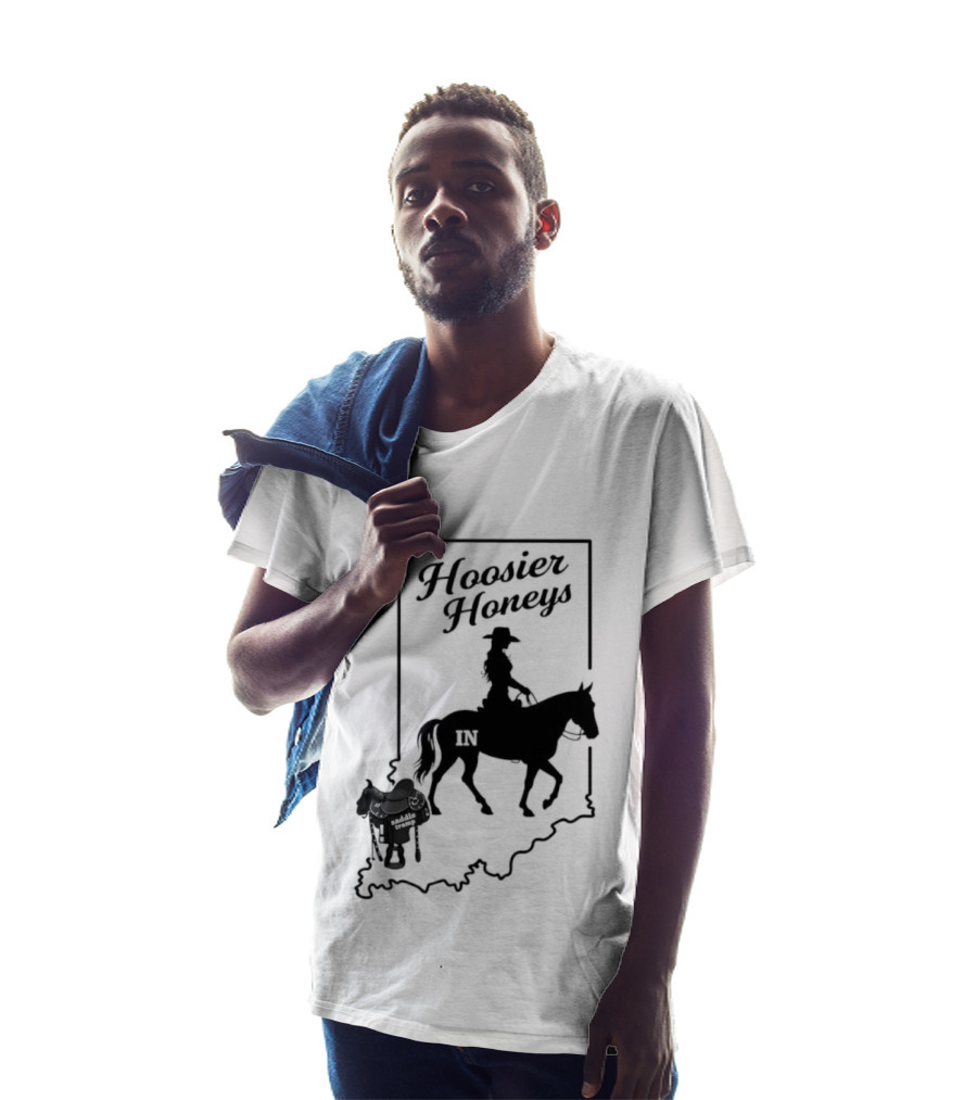 Hoosier Honeys Riding Silhouette With Saddle And Horse Inside Indiana T-Shirt