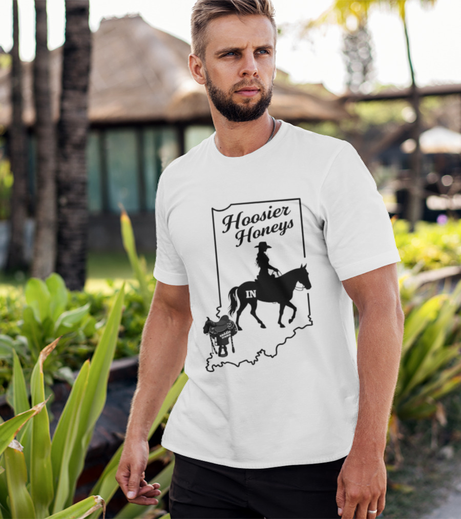 Hoosier Honeys Riding Silhouette With Saddle And Horse Inside Indiana T-Shirt