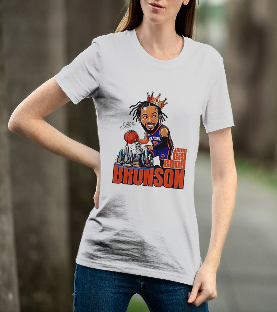 Jalen Brunson New York Knicks Big Body King 2026 Basketball Star With Crown And Skyline T-Shirt