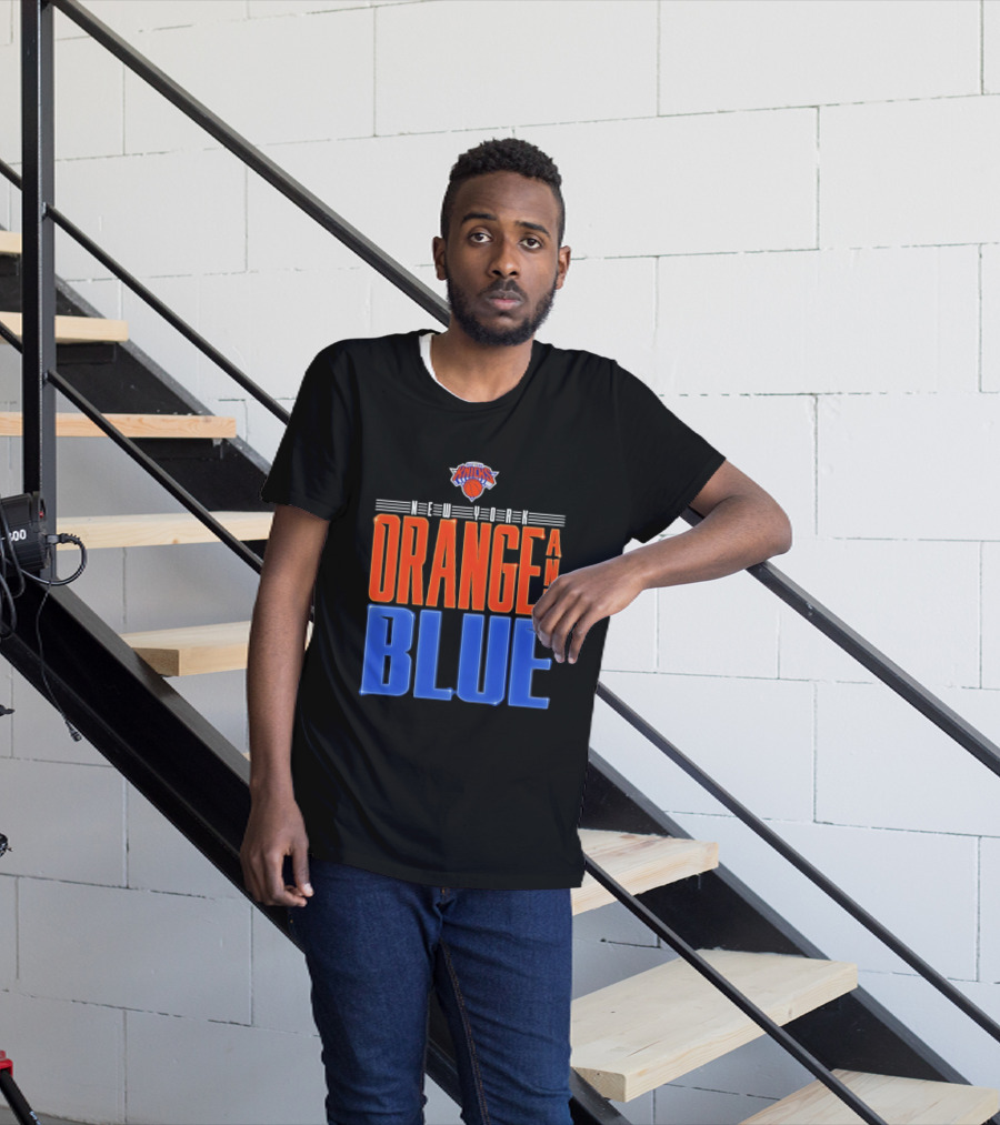 New York Knicks Orange And Blue Neon T-Shirt