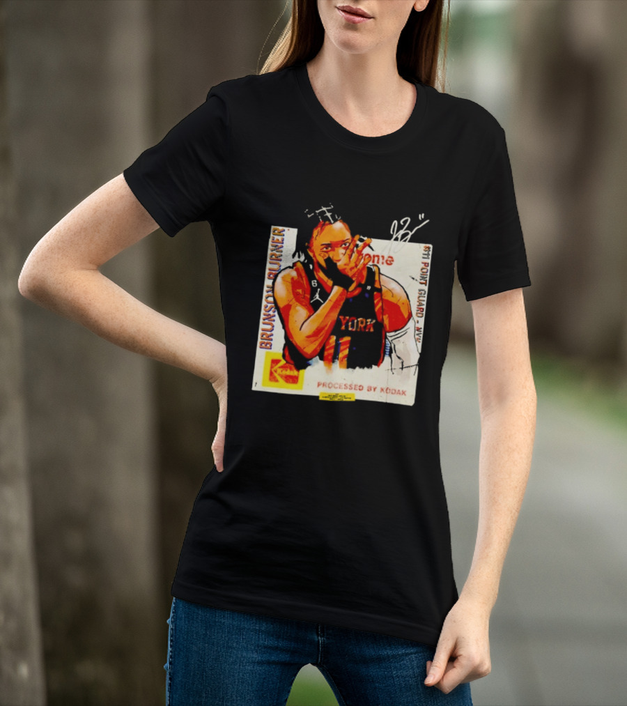 New York Knicks Jalen Brunson Burner #11 Point Guard Processed By Kodak T-Shirt