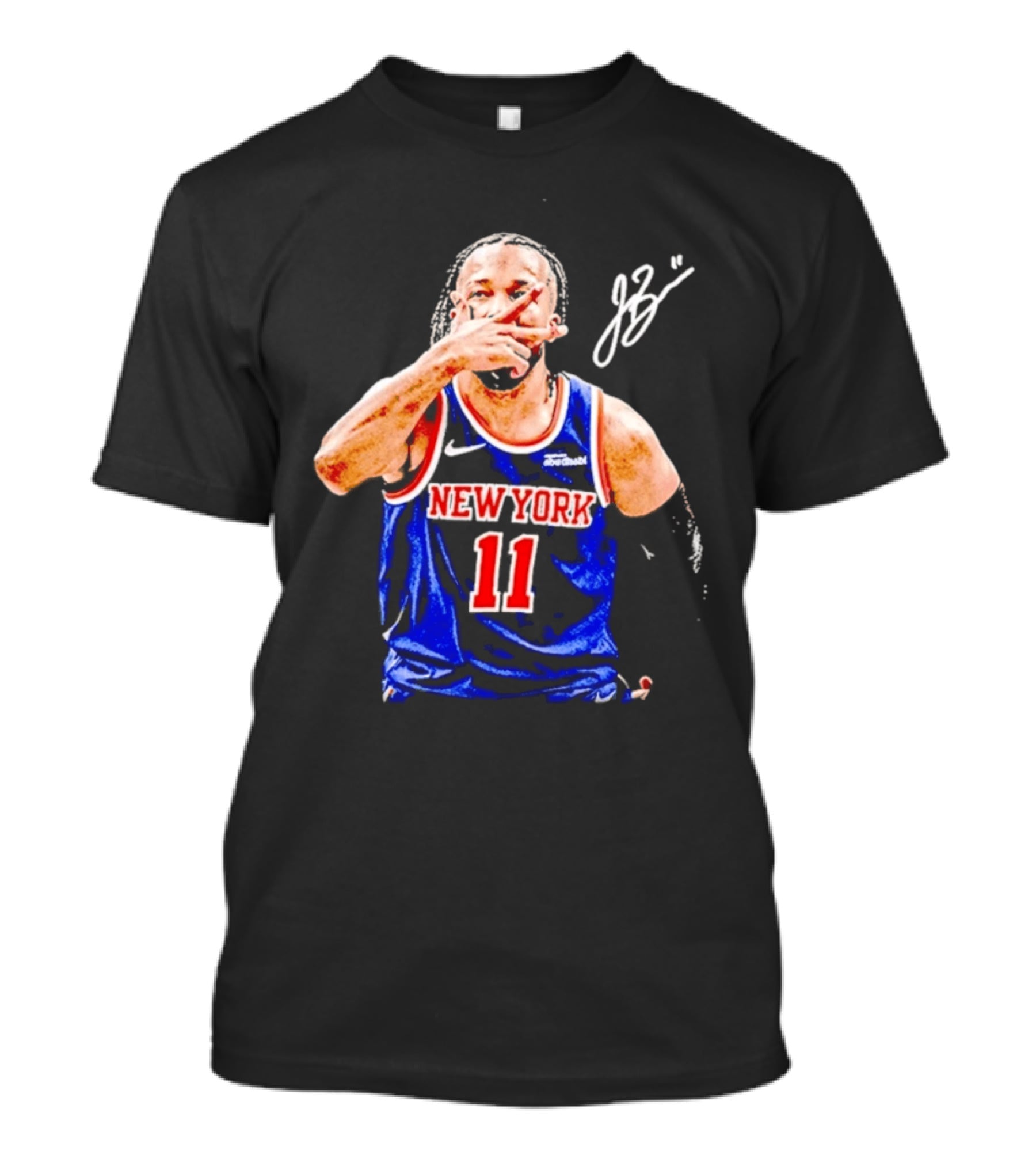 Jalen Brunson New York Knicks 11 JB Basketball Celebration Blue T-Shirt