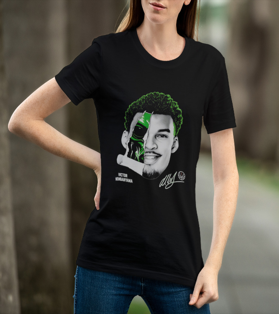 Victor Wembanyama Alien Torn Creature Signature T-Shirt