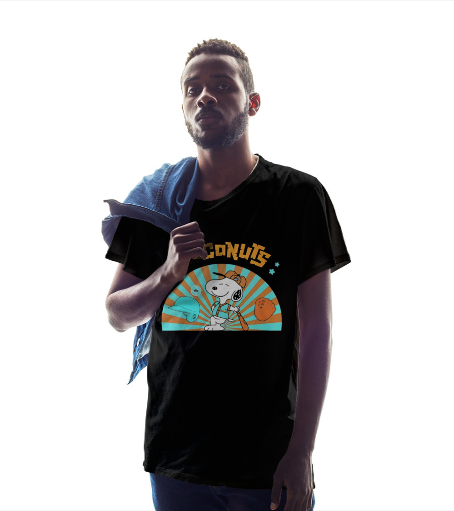 Snoopy Coconuts Baseball Player Cartoon Dog Peanuts Charlie Brown T-Shirt
