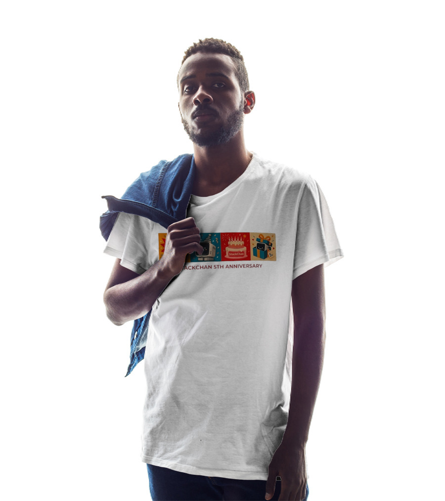StackChan 5th Anniversary Celebration Cake Gift Box With Party Hat And Confetti T-Shirt