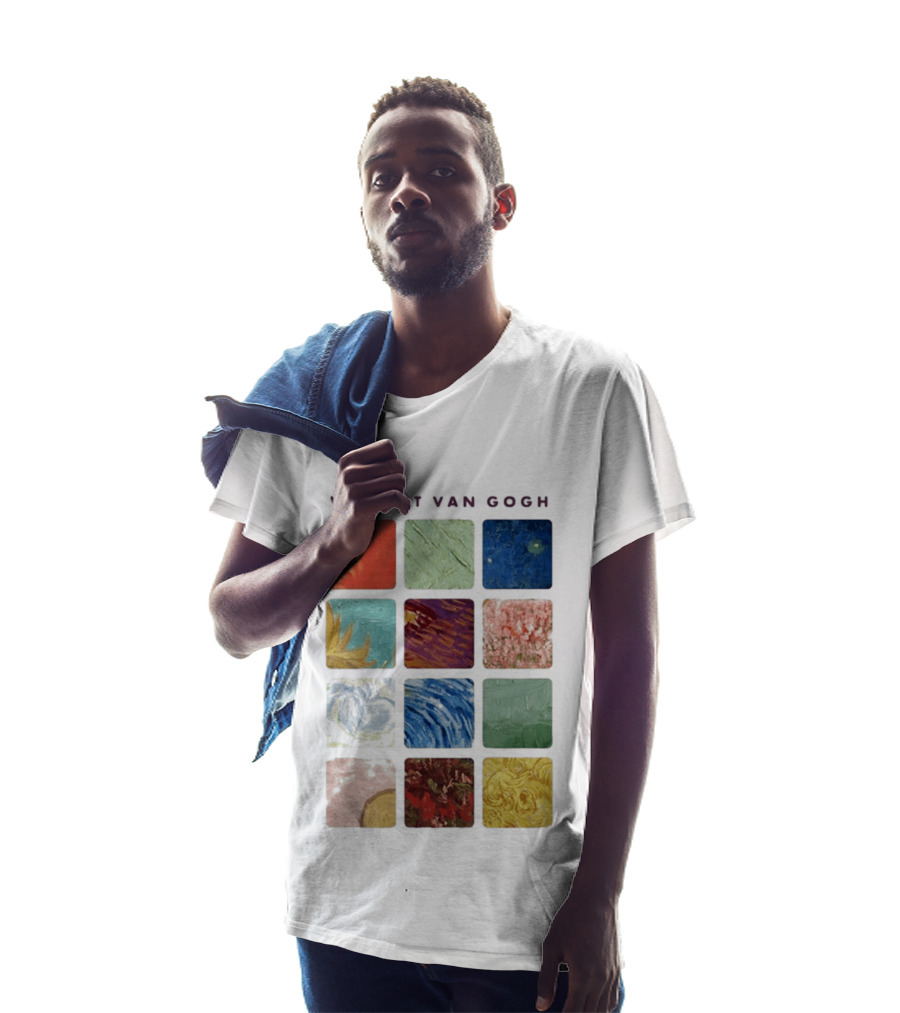 Vincent Van Gogh Paintings Iconic Colors Squares T-Shirt