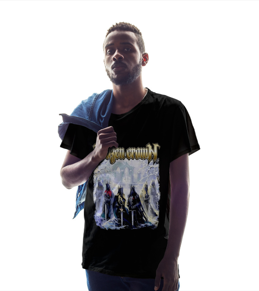 Frozen Crown Dark Fantasy Rulers Sword Wielding Monarchs T-Shirt
