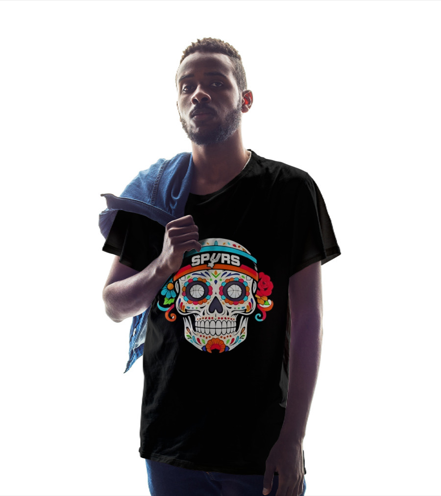 San Antonio Spurs Sugar Skull Day Of The Dead Basketball Fan T-Shirt