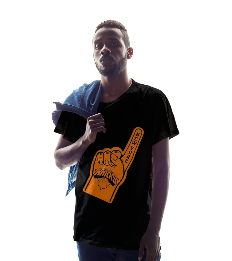New York Knicks Foam Finger Basketball Fan Gear T-Shirt