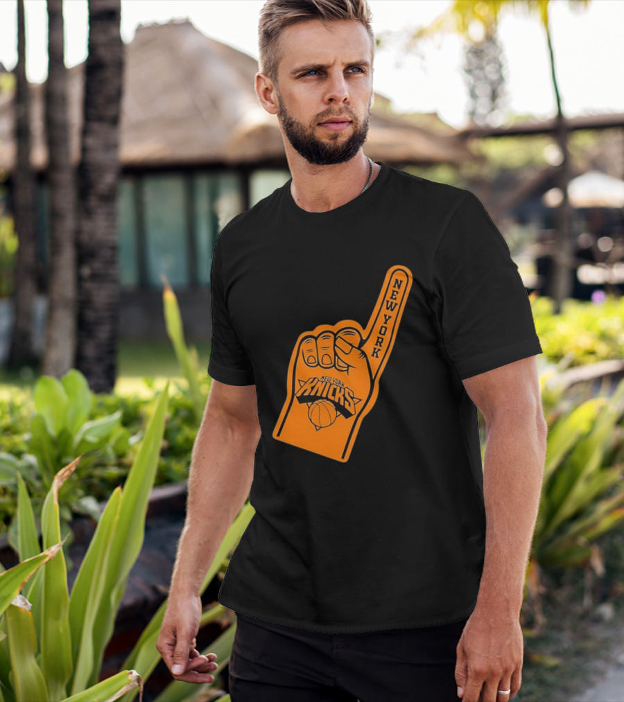 New York Knicks Foam Finger Basketball Fan Gear T-Shirt