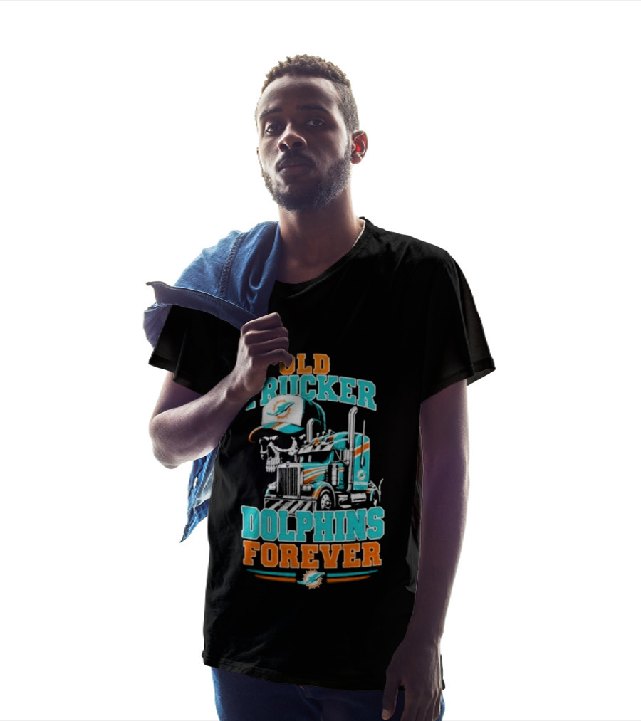 Old Trucker Dolphins Forever Skull T-Shirt