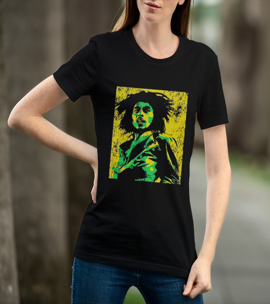 Bob Marley One Love Reggae Art Green Yellow T-Shirt