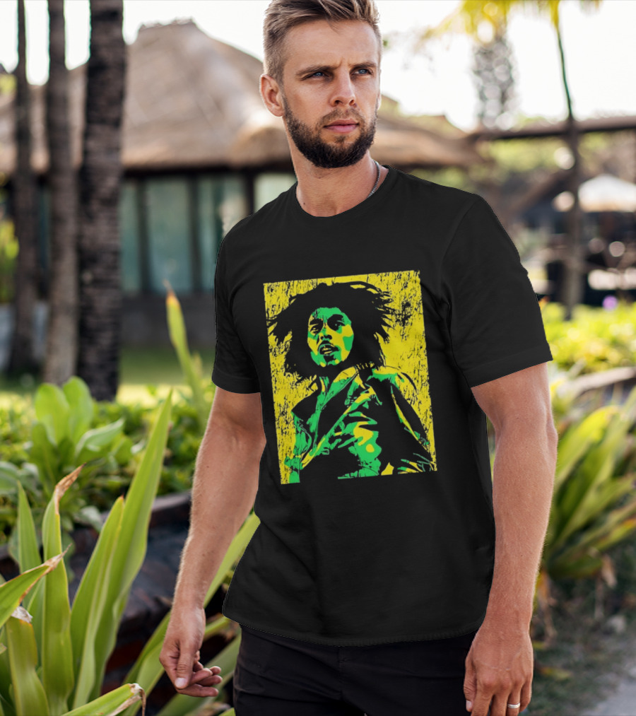 Bob Marley One Love Reggae Art Green Yellow T-Shirt