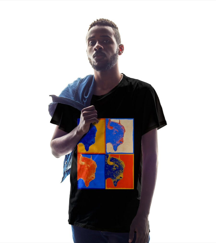 Colorful Pop Bison Grid Andy Warhol T-Shirt