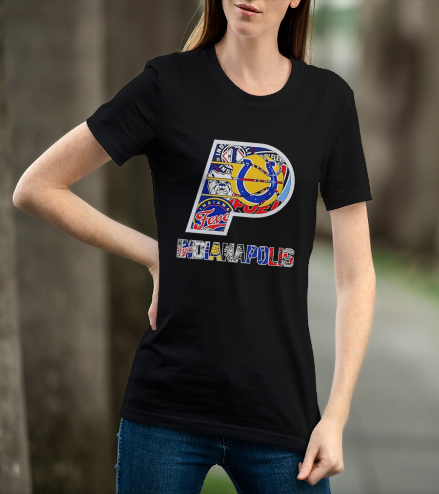 Indiana Pacers Indianapolis Fever Fuel Bulldogs Iconic Sports Collage T-Shirt