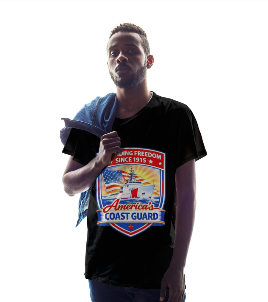 Defending Freedom Since 1915 America's Coast Guard US Flag Ship T-Shirt