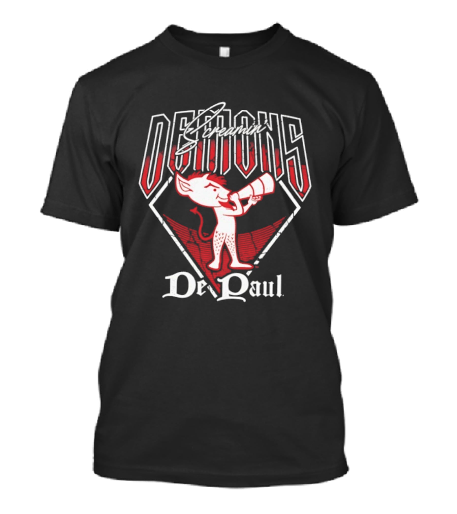 DePaul Screamin' Demons Baseball Cartoon Character Megaphone T-Shirt