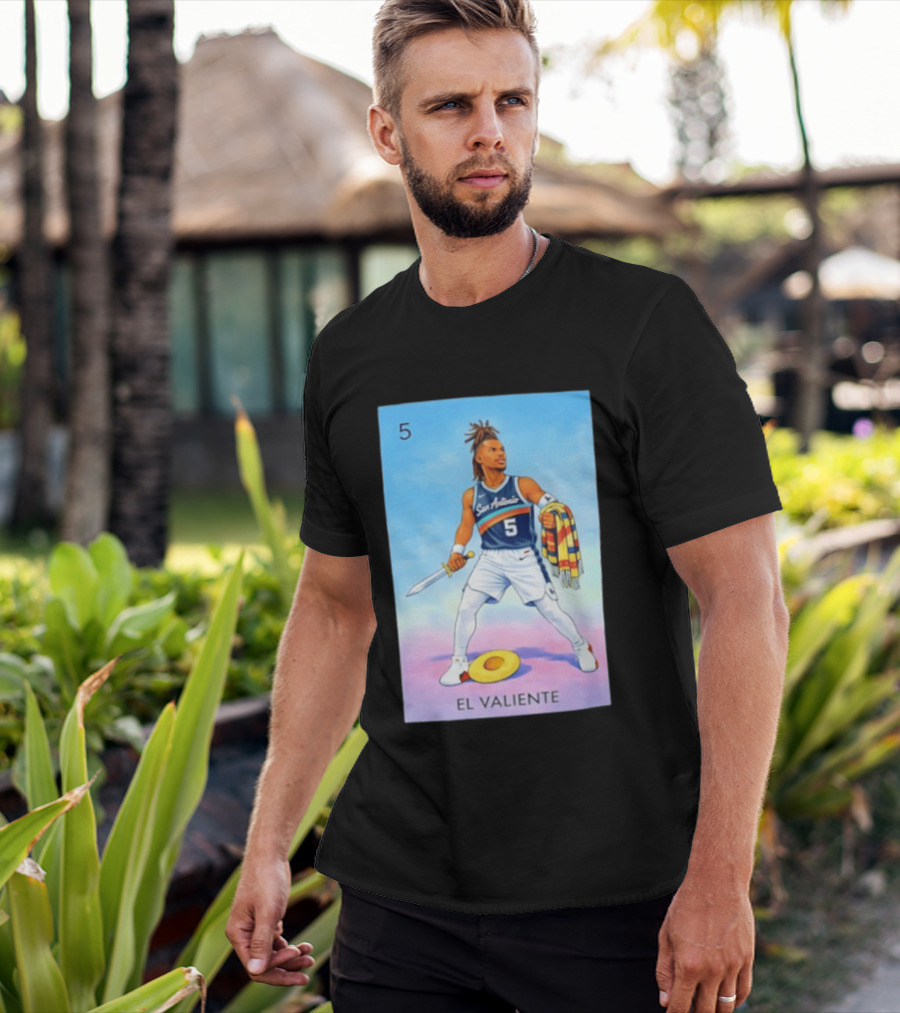 San Antonio Spurs El Valiente Stephon Castle Lotería Card T-Shirt