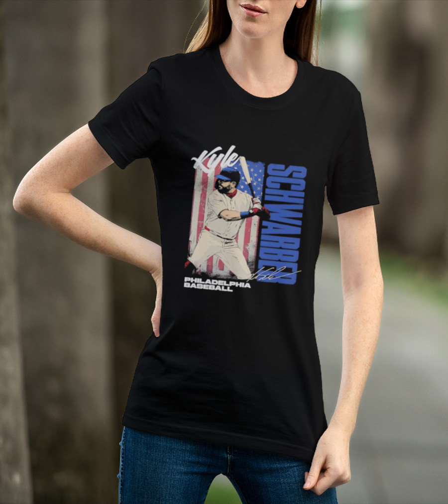 Kyle Schwarber American Flag Philadelphia Baseball T-Shirt