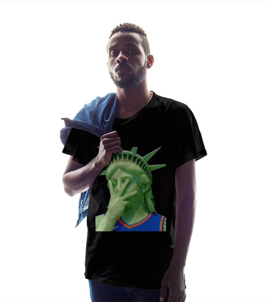 Liberty And Brunson For All Jalen Brunson 3 Points Pose Statue Of Liberty Knicks Jersey T-Shirt