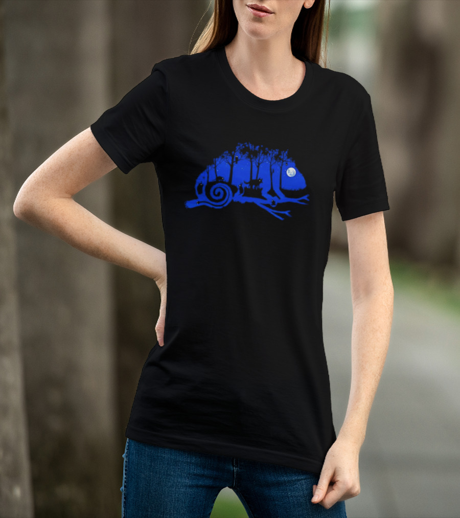 The Midnight Forest Chameleon Moonlit Night Sky T-Shirt