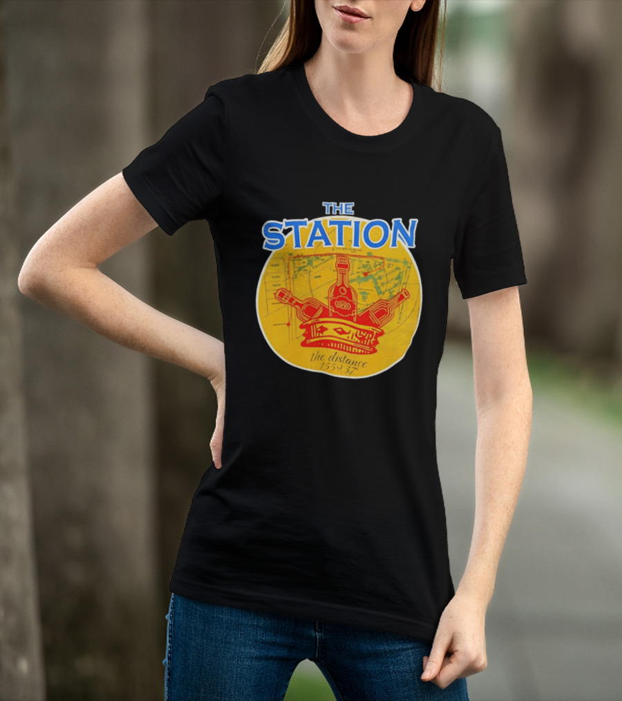 The Station The Distance 1559.37 Map And Bottles T-Shirt