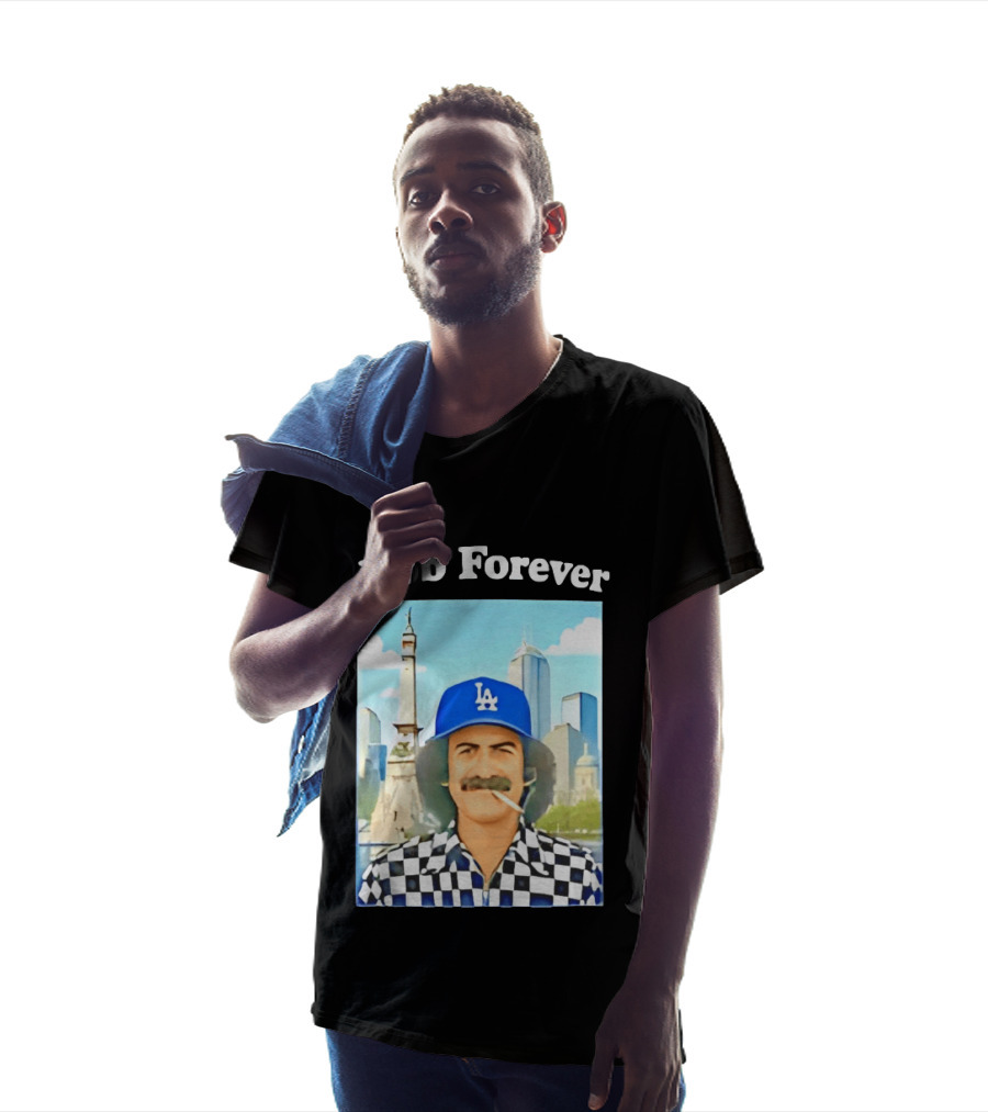 Bob Forever Los Angeles Dodgers Skyline Checkerboard Hat T-Shirt
