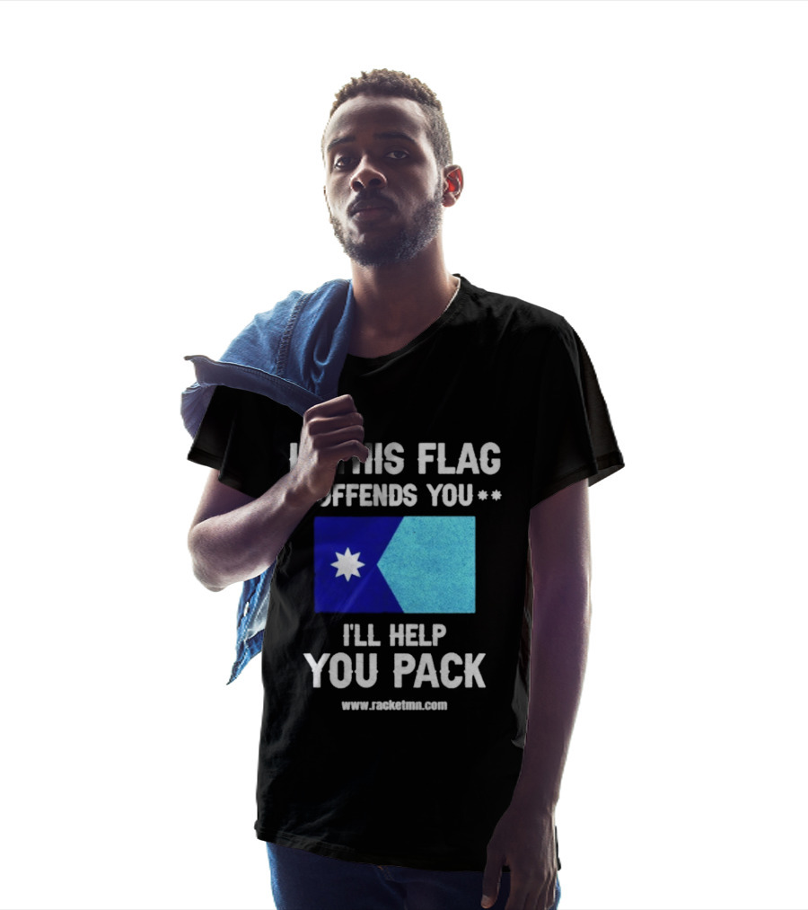 If This Flag Offends You I'll Help You Pack Seven Point Star Blue Flag T-Shirt