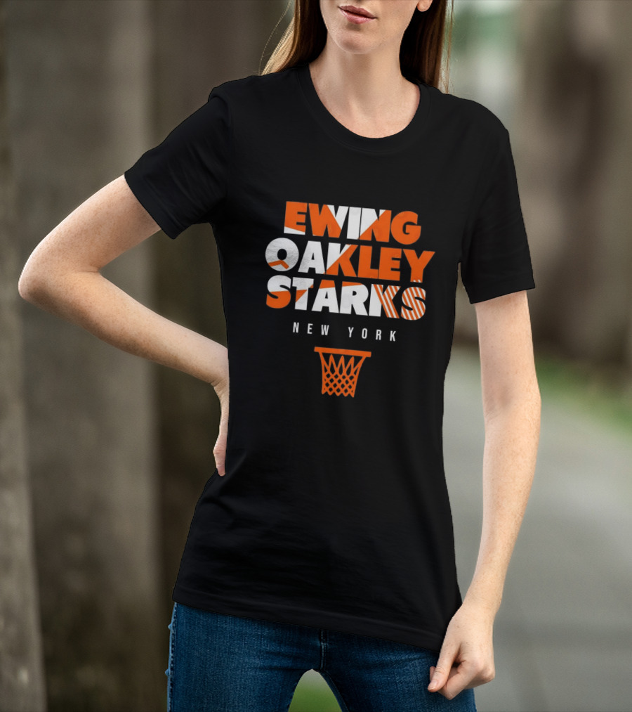 Ewing Oakley Starks New York Knicks Basketball Legends 90s Hoop T-Shirt