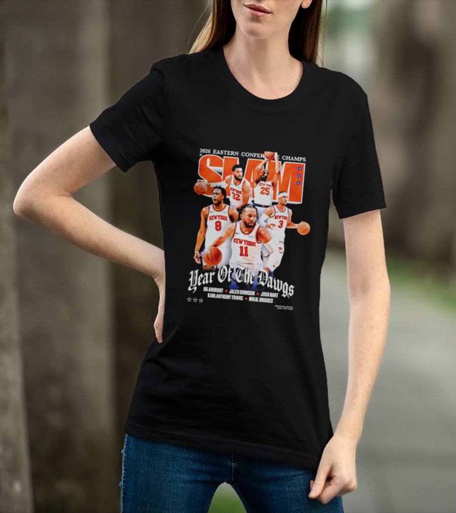 2026 Eastern Conference Champs New York Knicks Slam Year Of The Dawgs Brunson Robinson Barrett Randle Hart T-Shirt