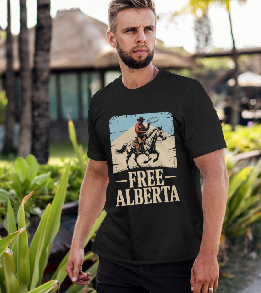 Prairie Man Lasso Figure Free Alberta T-Shirt